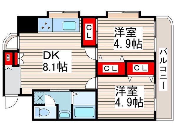 ﾆｭｰｶﾞｲｱﾘﾙｰﾑ南葛西No.65の物件間取画像